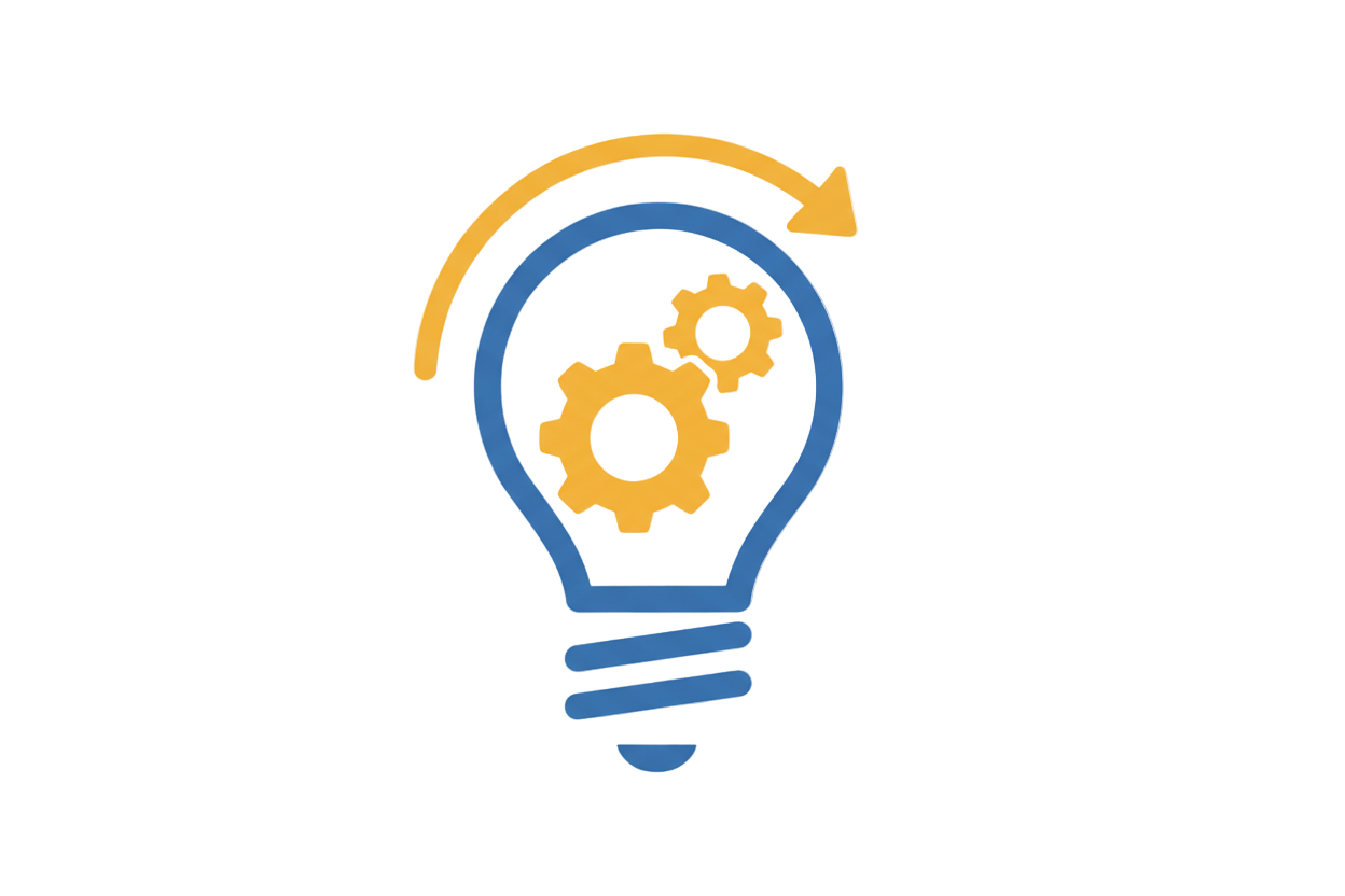 Icono soluciones sencillo en azul con amarillo, el azul es ni muy oscuro ni muy claro